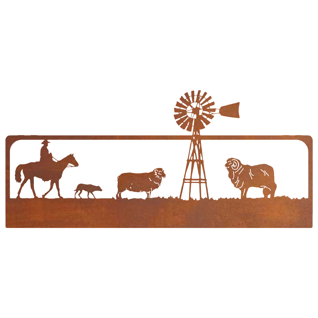 Stockman Mustering Sheep Farm Sign