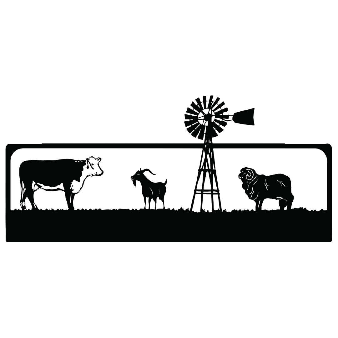 Cattle, Ram & Goat with Windmill Sign